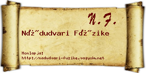 Nádudvari Füzike névjegykártya